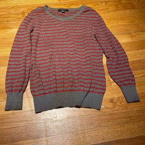 Grey and red striped long sleeve shirt